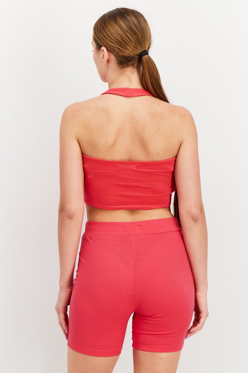 Sinsay Women Halter Neck Sleeveless Solid Top, Pink - Image 4